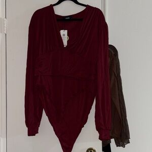 Women Burgundy Long Sleeve Top